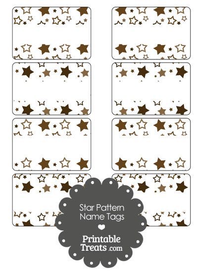 Brown Star Pattern Name Tags from PrintableTreats.com