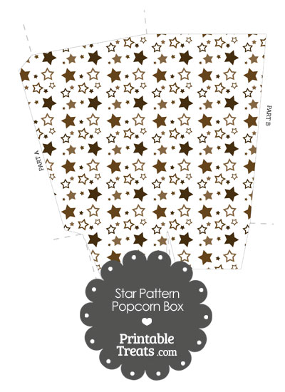 Brown Star Pattern Popcorn Box from PrintableTreats.com