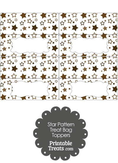 Brown Star Pattern Treat Bag Toppers from PrintableTreats.com