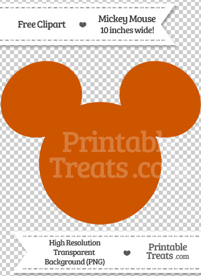 Burnt Orange Mickey Mouse Head Clipart from PrintableTreats.com