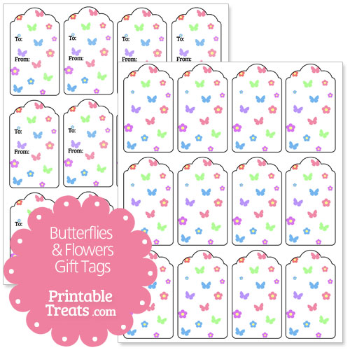 butterfly and flower gift tags