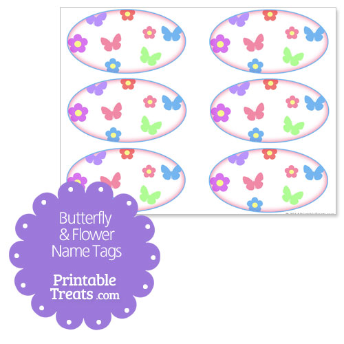 butterfly and flower name tags