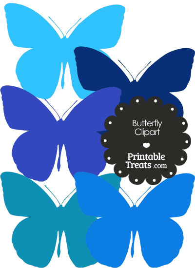 Butterfly Clipart in Shades of Blue from PrintableTreats.com