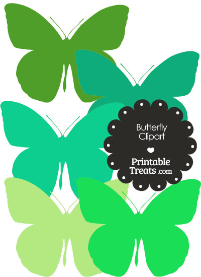 Butterfly Clipart in Shades of Green from PrintableTreats.com