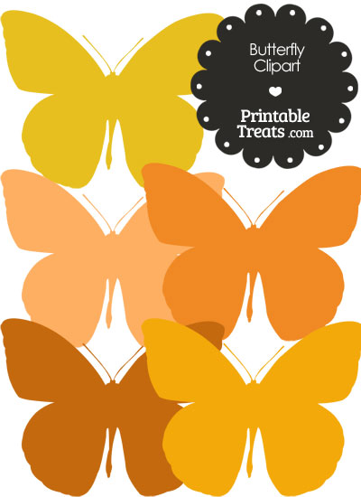 Butterfly Clipart in Shades of Orange from PrintableTreats.com