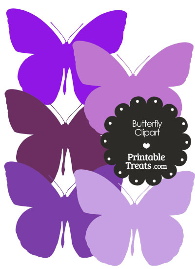 Butterfly Clipart in Shades of Purple from PrintableTreats.com