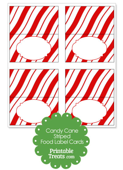 Candy Cane Stripes Food Label Cards from PrintableTreats.com