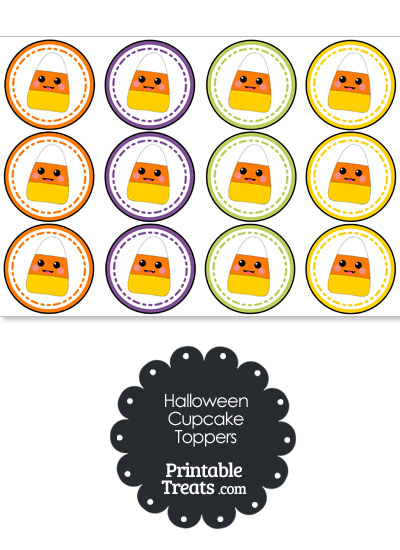 Candy Corn Halloween Cupcake Toppers from PrintableTreats.com