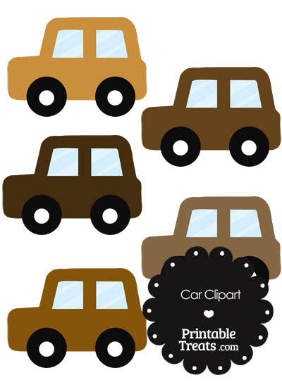 Car Clipart in Shades of Brown from PrintableTreats.com