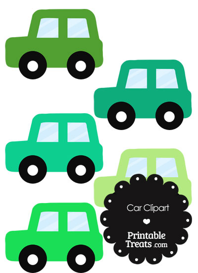 Car Clipart in Shades of Green from PrintableTreats.com