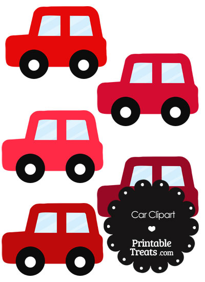 Car Clipart in Shades of Red from PrintableTreats.com