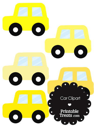 Car Clipart in Shades of Yellow from PrintableTreats.com