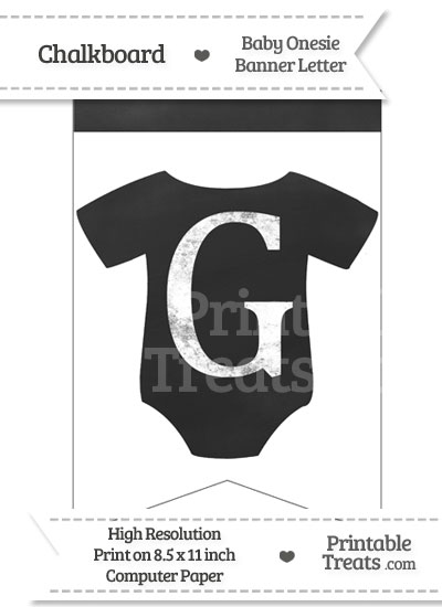 Chalkboard Baby Onesie Shaped Banner Letter G from PrintableTreats.com