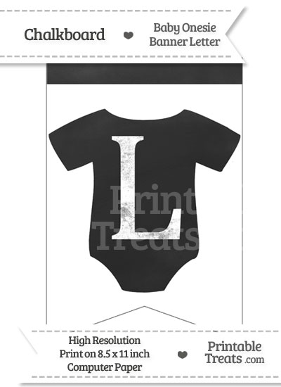 Chalkboard Baby Onesie Shaped Banner Letter L from PrintableTreats.com