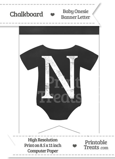Chalkboard Baby Onesie Shaped Banner Letter N from PrintableTreats.com