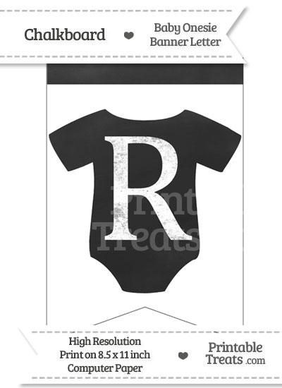 Chalkboard Baby Onesie Shaped Banner Letter R from PrintableTreats.com