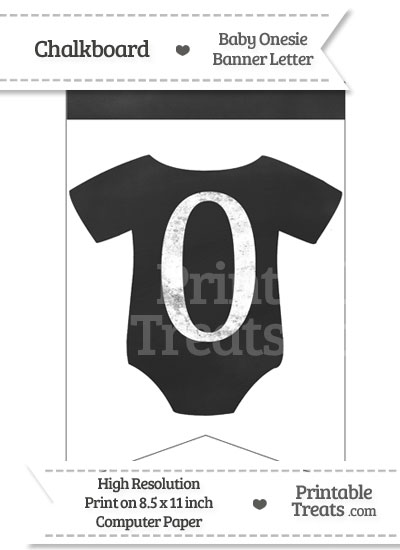 Chalkboard Baby Onesie Shaped Banner Number 0 from PrintableTreats.com