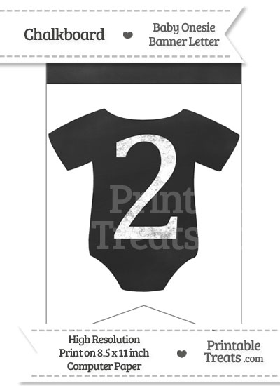 Chalkboard Baby Onesie Shaped Banner Number 2 from PrintableTreats.com
