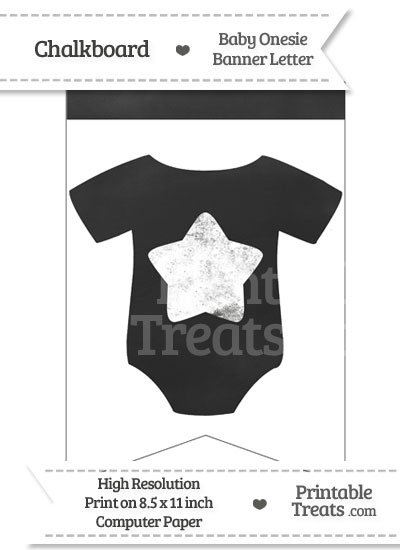 Chalkboard Baby Onesie Shaped Banner Star End from PrintableTreats.com