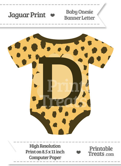 Cheetah Print Baby Onesie Shaped Banner Letter D from PrintableTreats.com