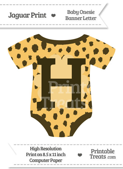 Cheetah Print Baby Onesie Shaped Banner Letter H from PrintableTreats.com