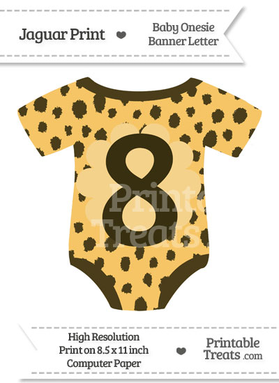 Cheetah Print Baby Onesie Shaped Banner Number 8 from PrintableTreats.com