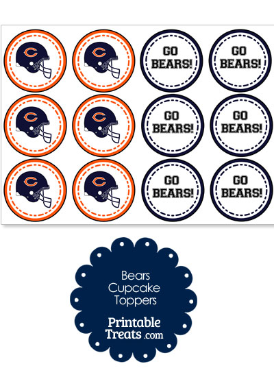 Chicago Bears Cupcake Toppers from PrintableTreats.com