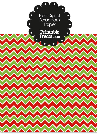 Christmas Colors Chevron Digital Scrapbook Paper from PrintableTreats.com