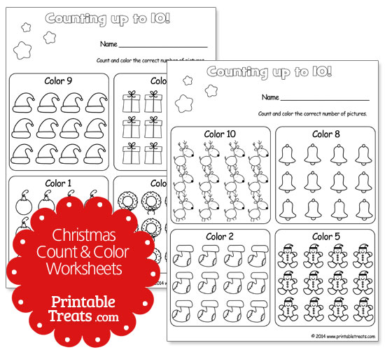 Christmas counting worksheets 1-10