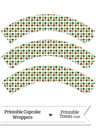 Christmas Dots Cupcake Wrappers from PrintableTreats.com
