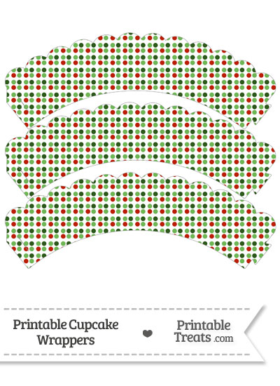 Christmas Dots Scalloped Cupcake Wrappers from PrintableTreats.com
