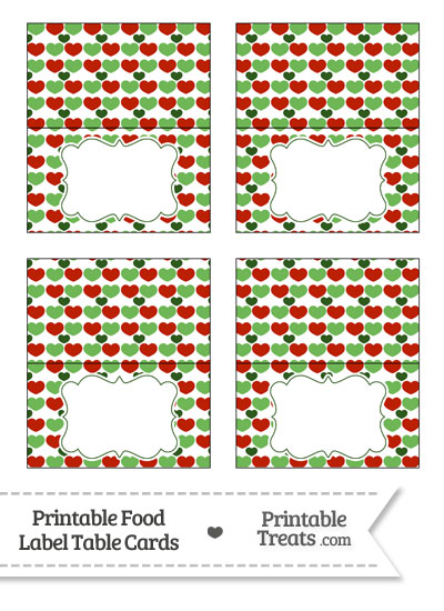 Christmas Hearts Food Labels from PrintableTreats.com