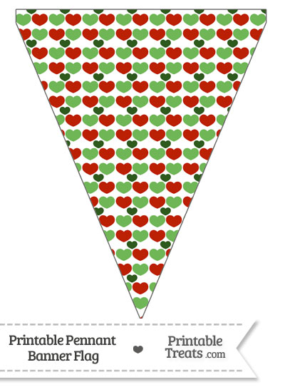 Christmas Hearts Pennant Banner Flag from PrintableTreats.com