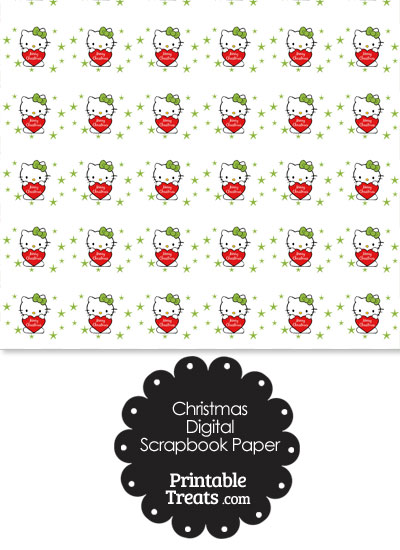 Christmas Hello Kitty Digital Scrapbook Paper from PrintableTreats.com