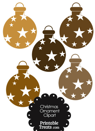 Christmas Ornament Clipart in Shades of Brown from PrintableTreats.com