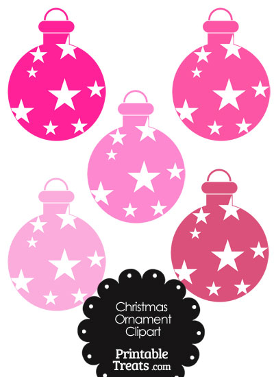Christmas Ornament Clipart in Shades of Pink from PrintableTreats.com