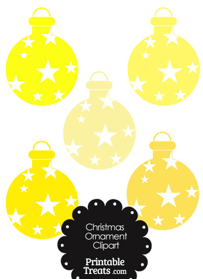Christmas Ornament Clipart in Shades of Yellow from PrintableTreats.com