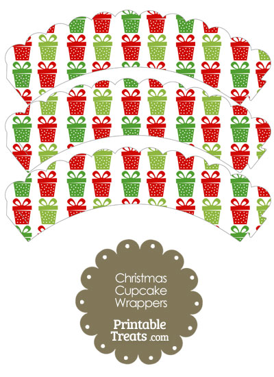 Christmas Presents Scalloped Cupcake Wrappers from PrintableTreats.com