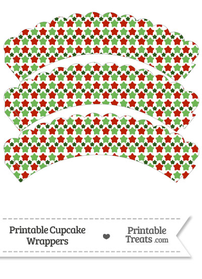 Christmas Stars Scalloped Cupcake Wrappers from PrintableTreats.com