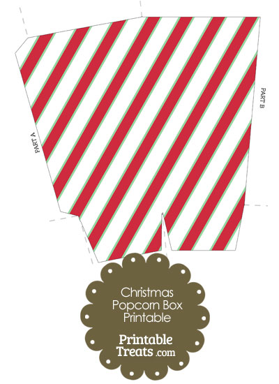 Christmas Stripes Popcorn Box from PrintableTreats.com