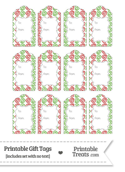Christmas Swirls Gift Tags from PrintableTreats.com