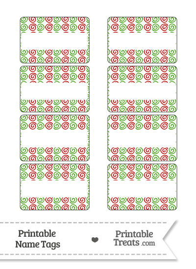 Christmas Swirls Name Tags from PrintableTreats.com