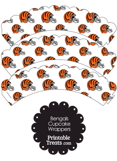 Cincinnati Bengals Football Helmet Scalloped Cupcake Wrappers from PrintableTreats.com