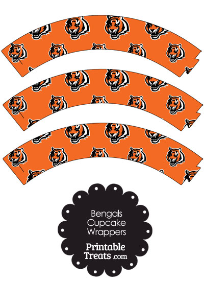 Cincinnati Bengals Logo Cupcake Wrappers from PrintableTreats.com