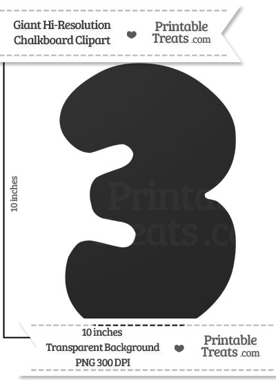 Clean Chalkboard Giant Bubble Number 3 Clipart from PrintableTreats.com