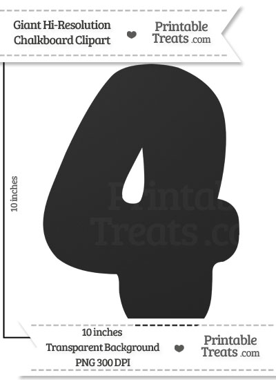 Clean Chalkboard Giant Bubble Number 4 Clipart from PrintableTreats.com