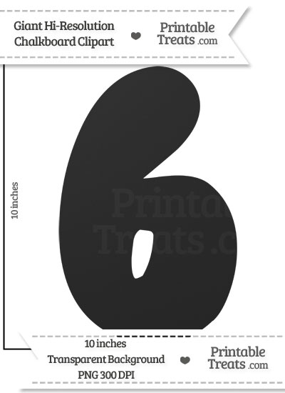 Clean Chalkboard Giant Bubble Number 6 Clipart from PrintableTreats.com