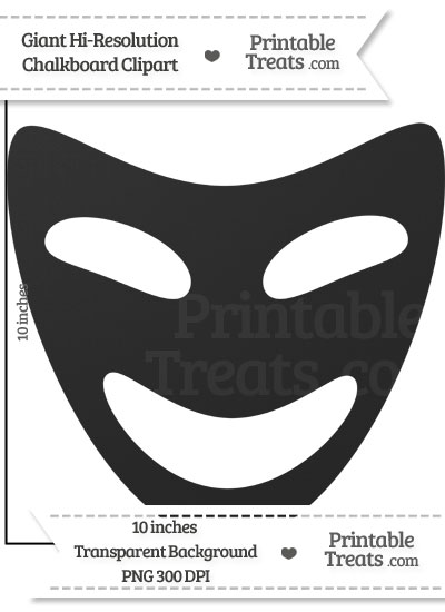 Clean Chalkboard Giant Happy Theater Mask Clipart from PrintableTreats.com