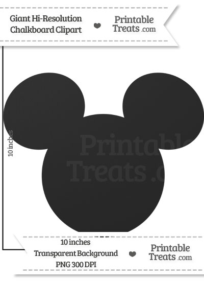 Clean Chalkboard Giant Mickey Mouse Head Clipart from PrintableTreats.com