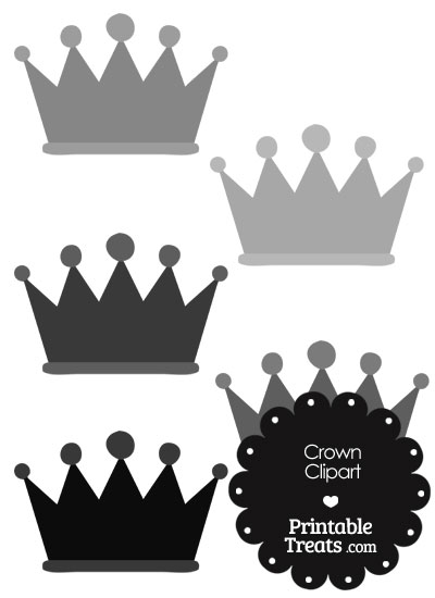 Crown Clipart in Shades of Grey from PrintableTreats.com